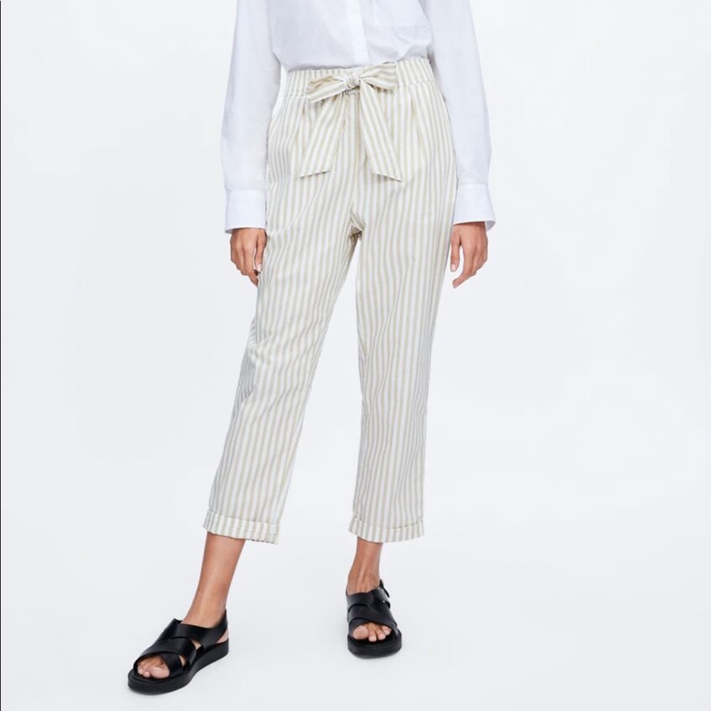 Zara Striped Pants with Belt Tie